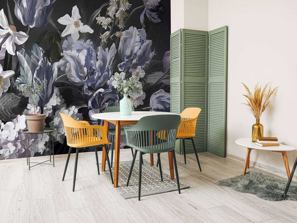 Bouquet avec des pions bleus