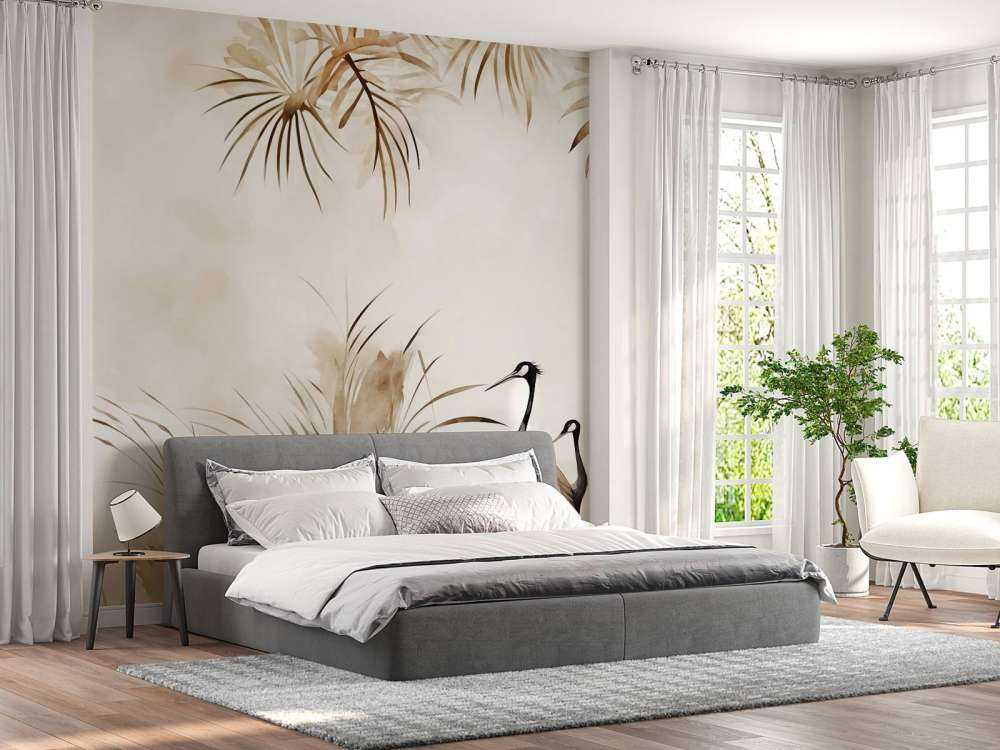 Grues dans le champ taupe