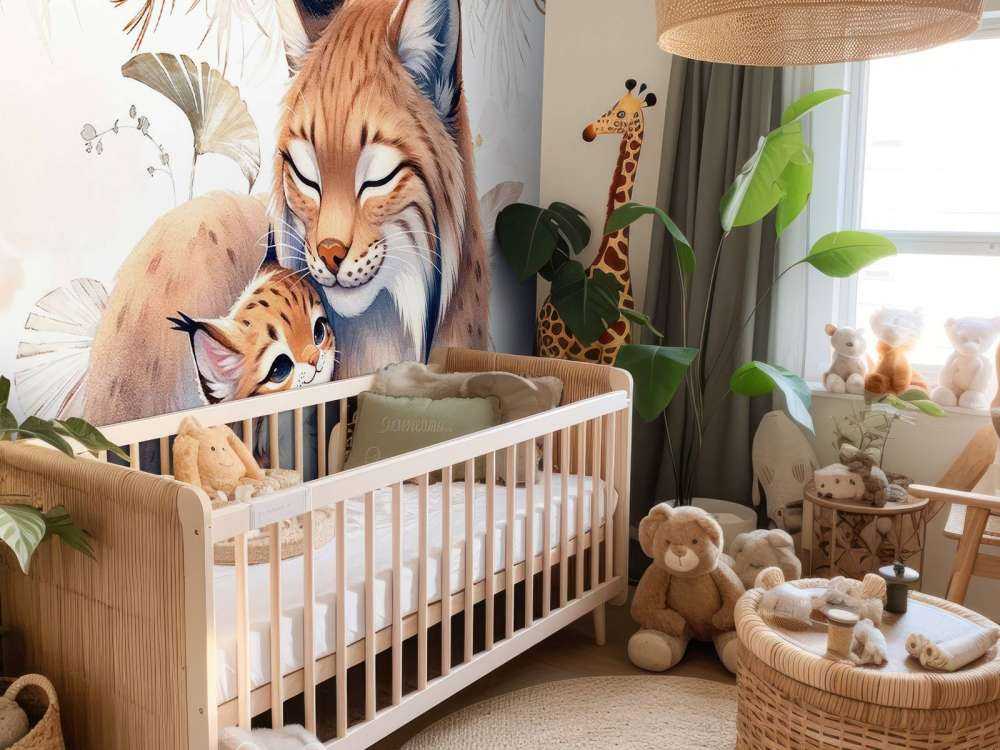 Lynx aimant avec un jeune