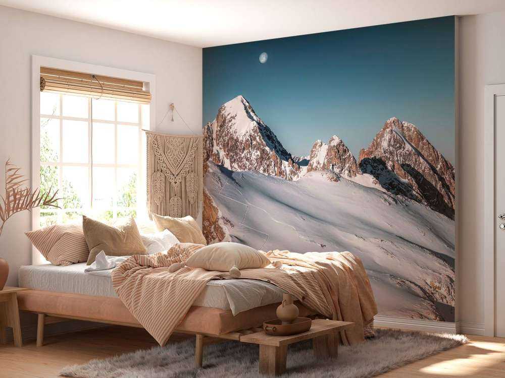 Lumière de lune sur les sommets enneigés des Alpes