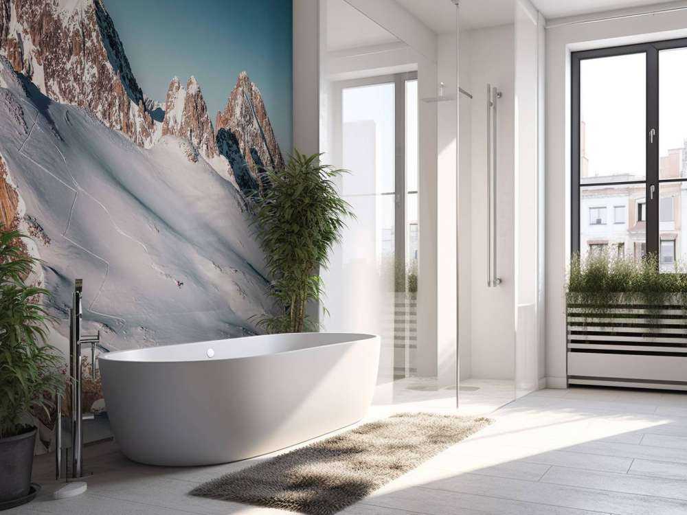 Lumière de lune sur les sommets enneigés des Alpes