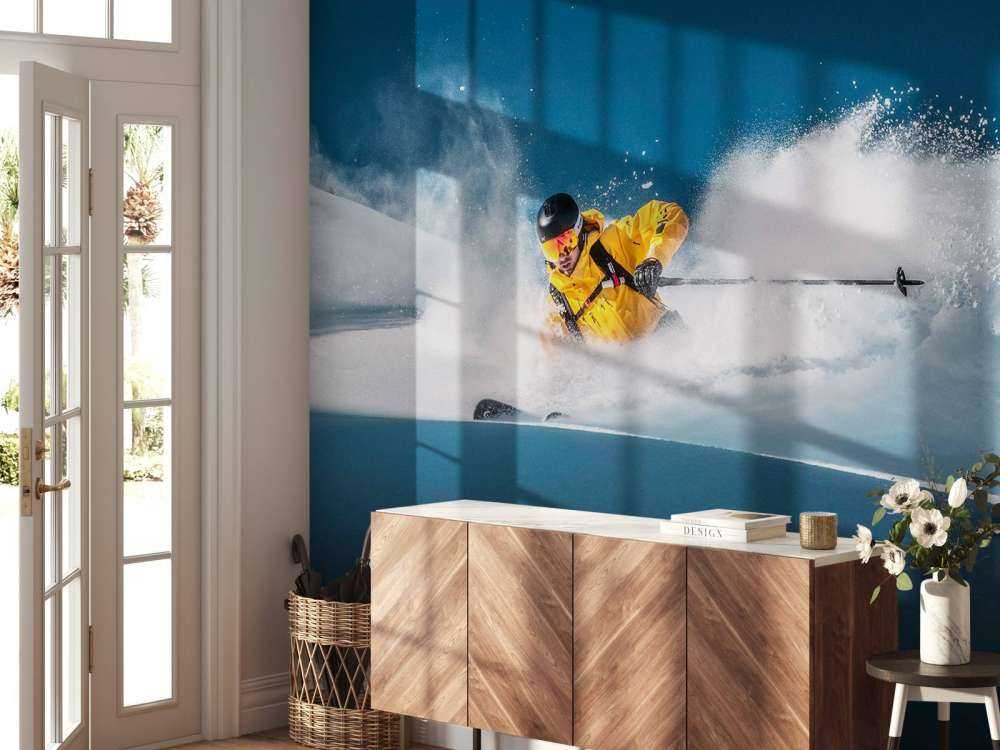 Descente dans une poudreuse profonde