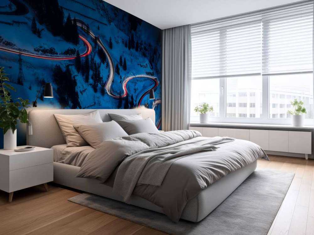 Descente nocturne dans les virages de montagne.