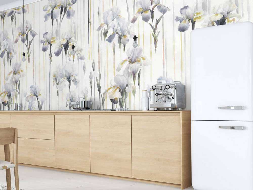 Iris et Rayures Gris Sans Couture