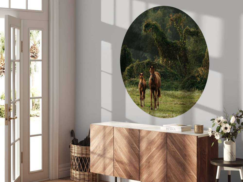 Chevaux dans un paysage mystique