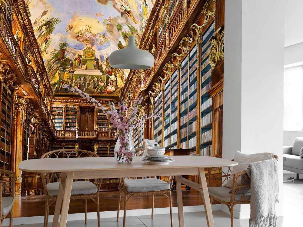 Bibliothèque historique en bois chaud