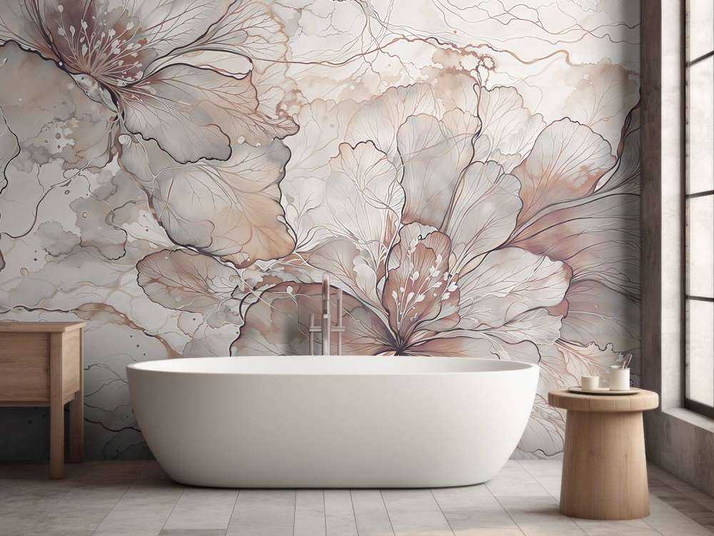 Fleurs à l'aquarelle dans des tons de terre doux
