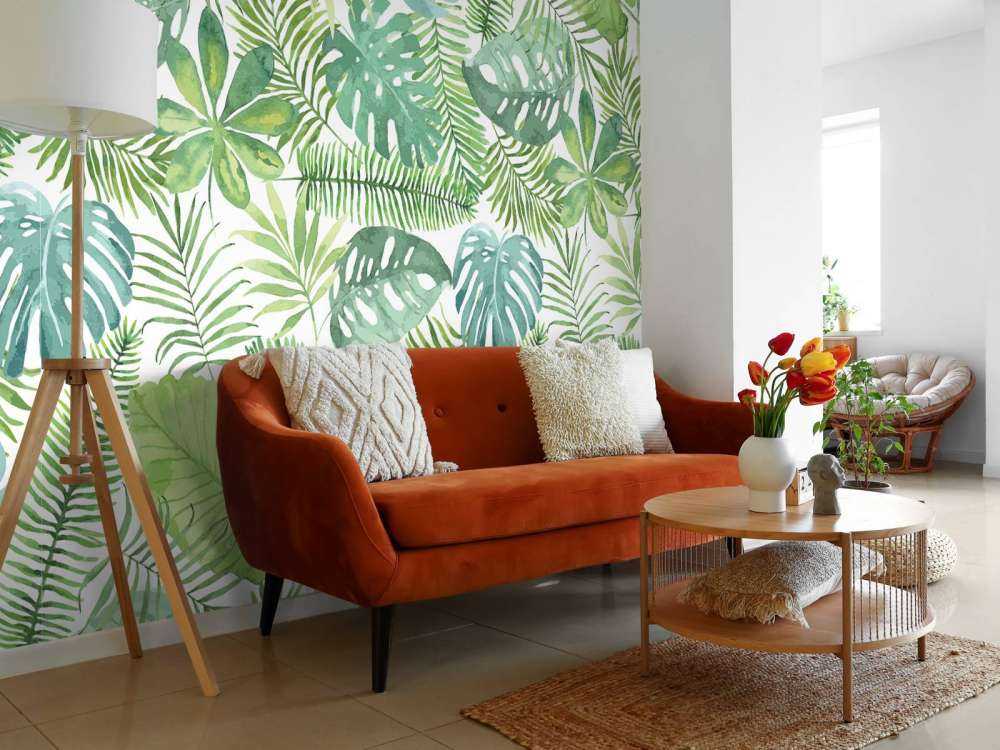 Feuilles d'aquarelle tropicales