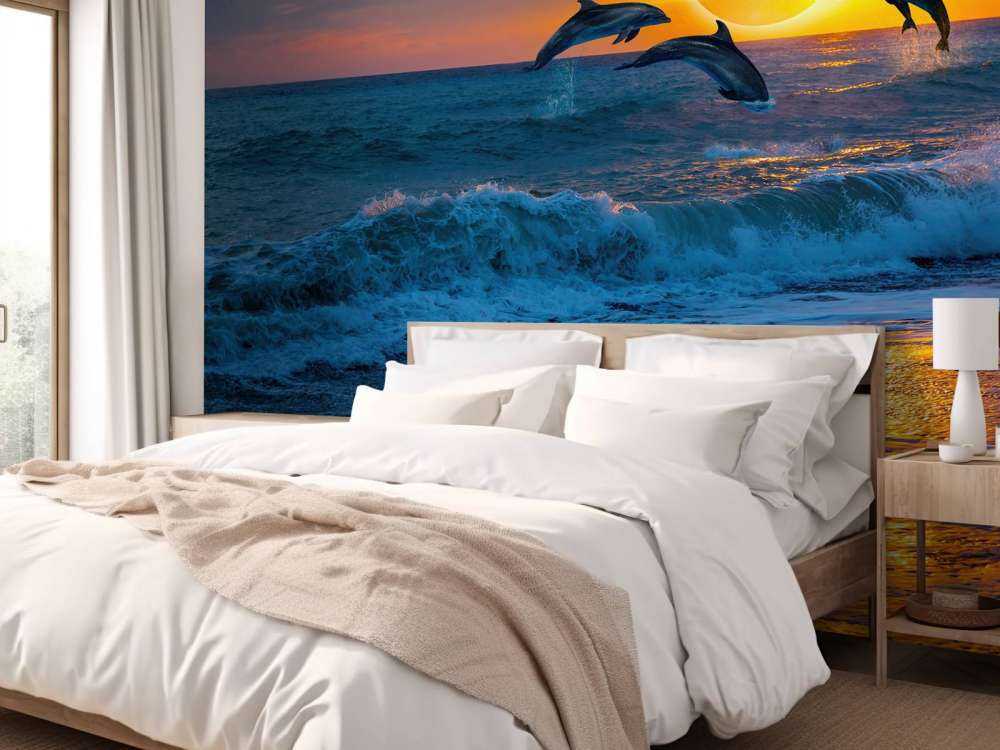 Dauphins au coucher du soleil