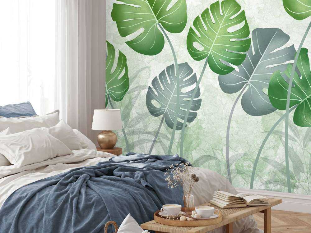 Feuilles sur du marbre