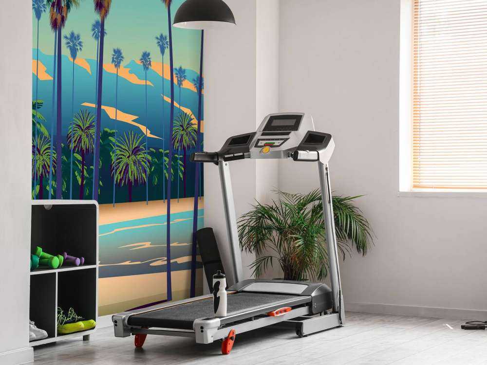 Lac dessiné avec des palmiers