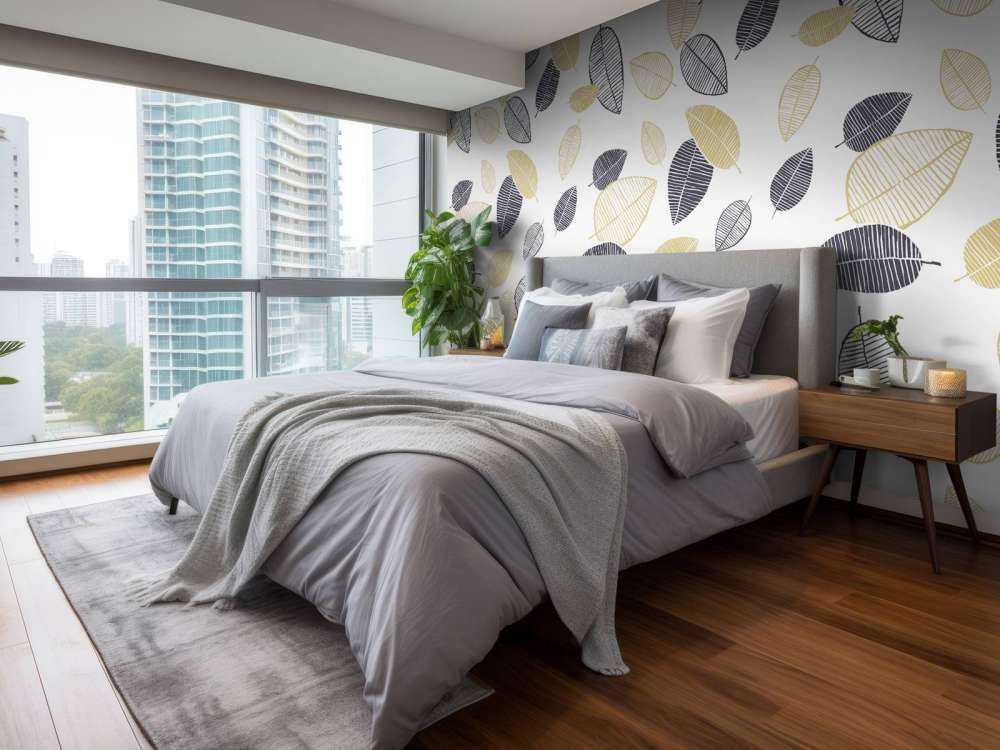 Motif Feuilles noires dorées