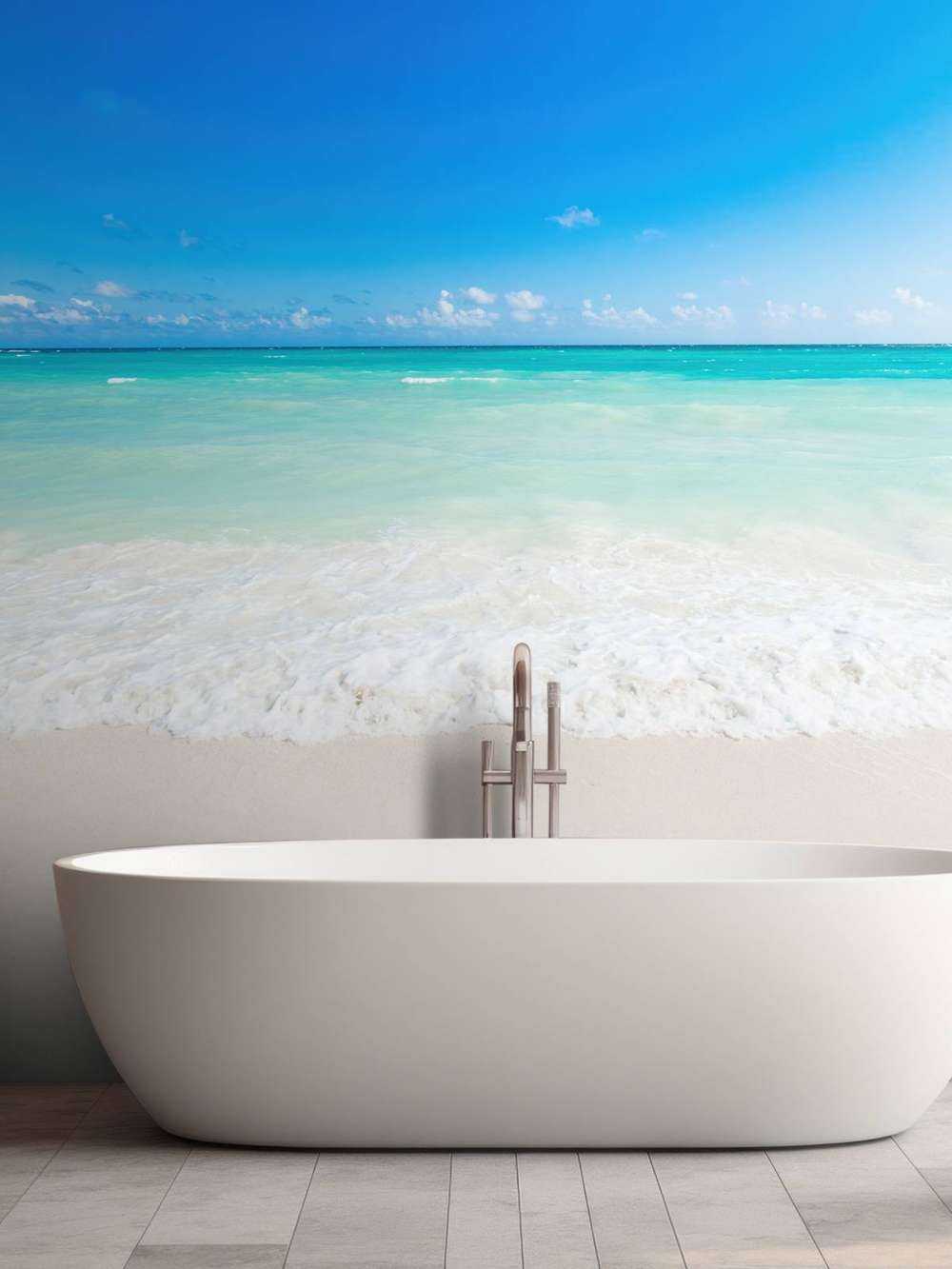 Plage et vagues blanches