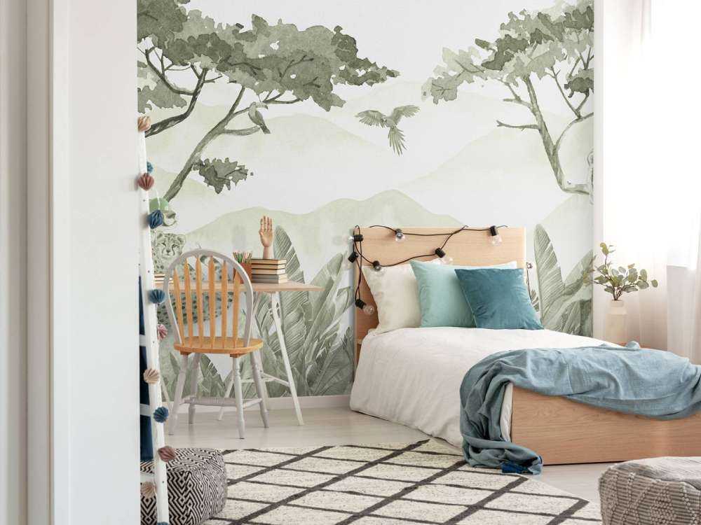 Félins de la jungle en vert d'eau