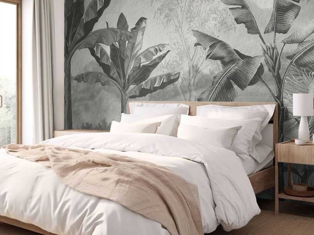 Bananiers en noir et blanc