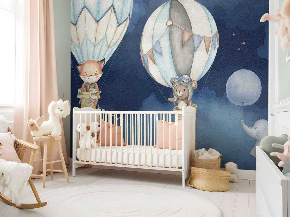 Voyage en mongolfière bleu