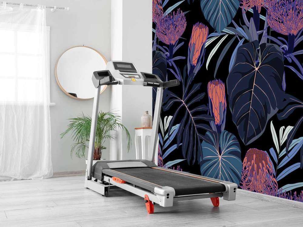Motif de plantes tropicales bleu canard