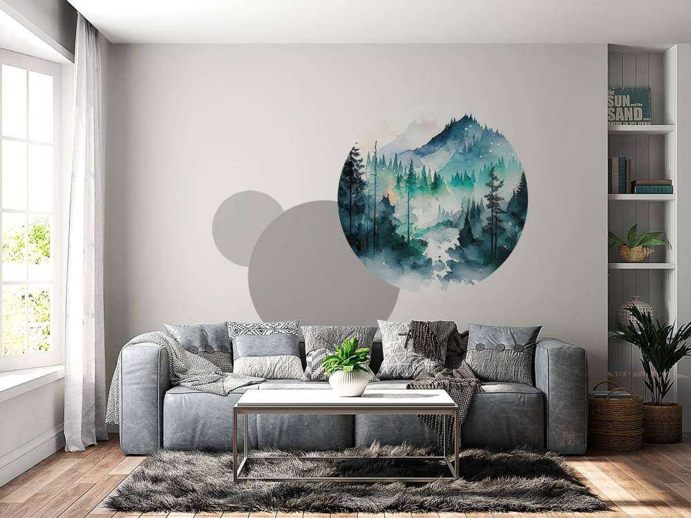 Forêt en aquarelle bleu canard