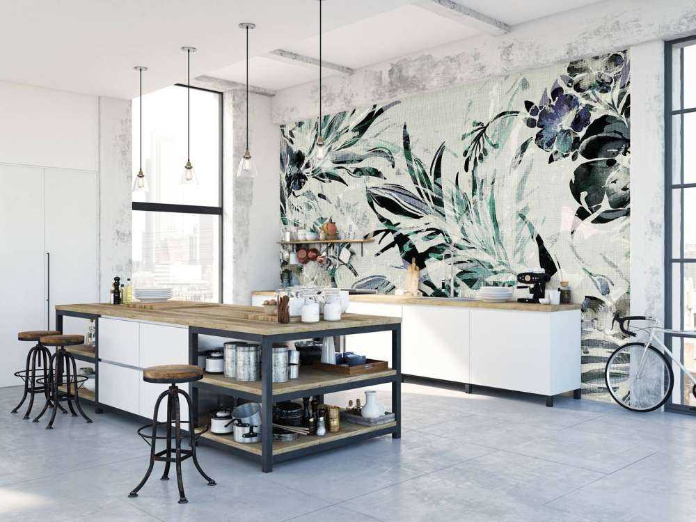 Fond floral bleu canard