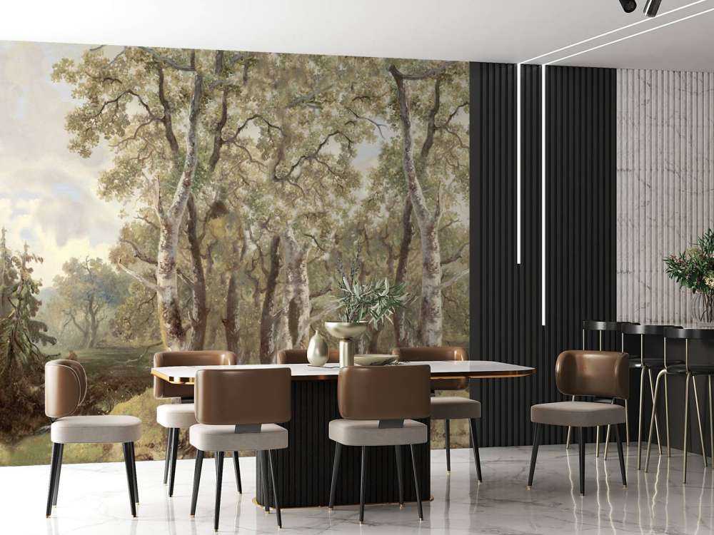 Panorama de paysage forestier en couleur