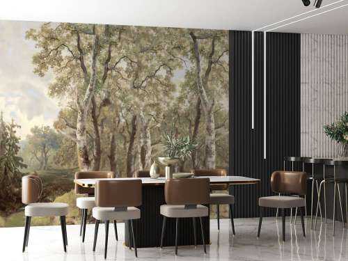 Panorama de paysage forestier en couleur