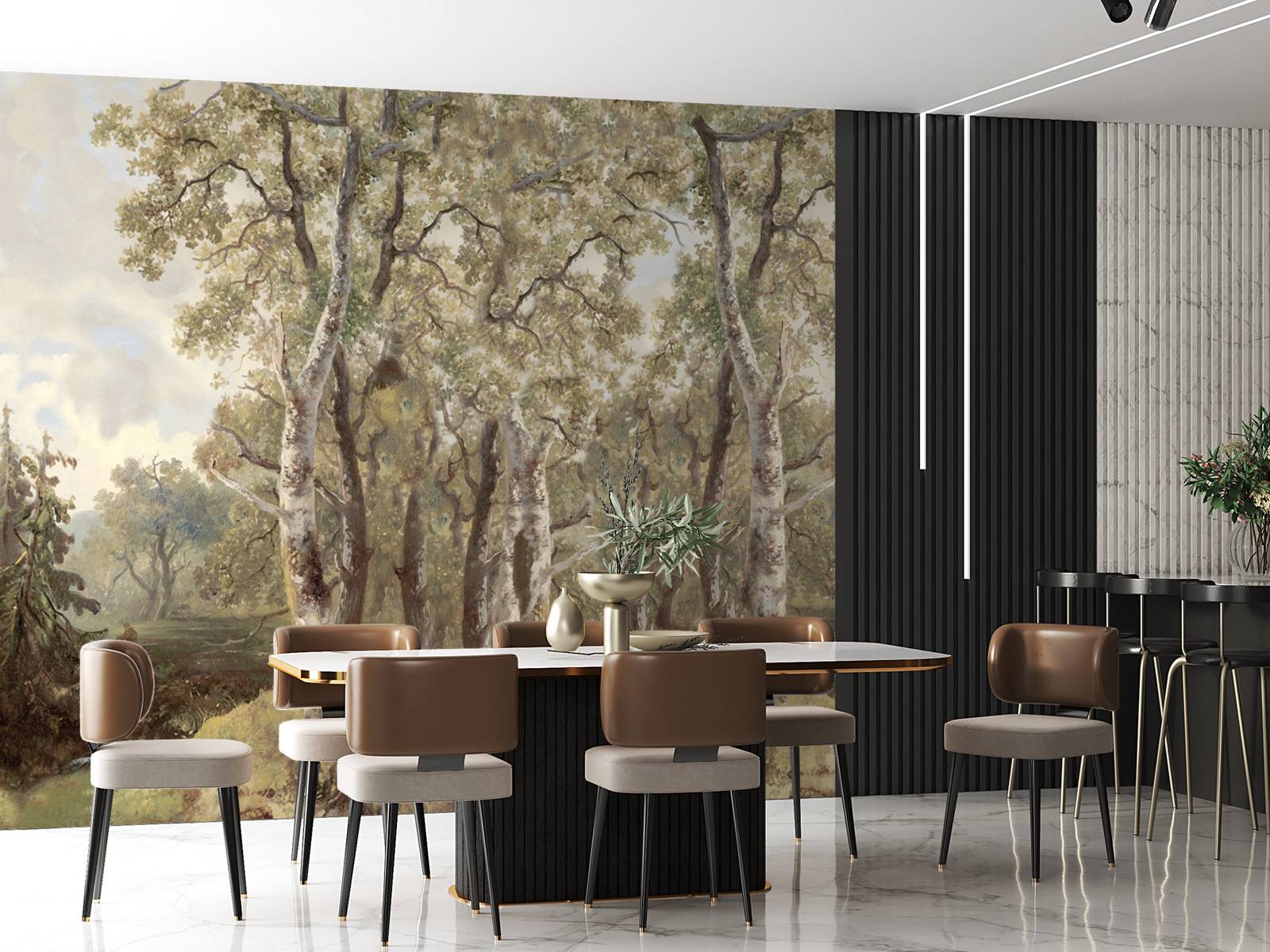 Panorama de paysage forestier en couleur