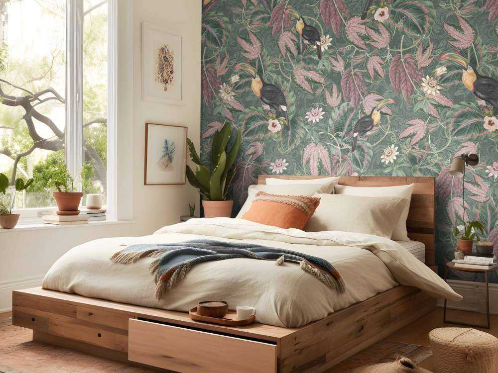 Oiseaux & toucans de la jungle tropicale - vert foncé