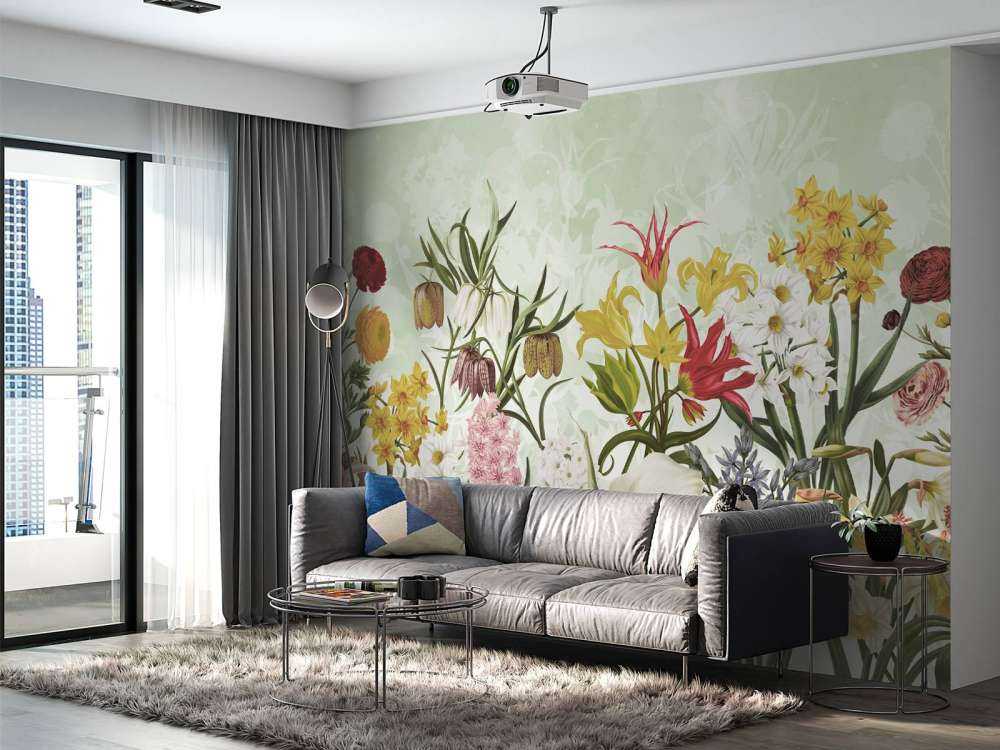 Fleurs de printemps - Vert menthe frais