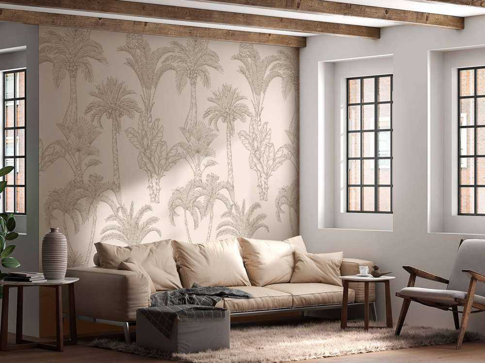 Jungle art linéaire beige