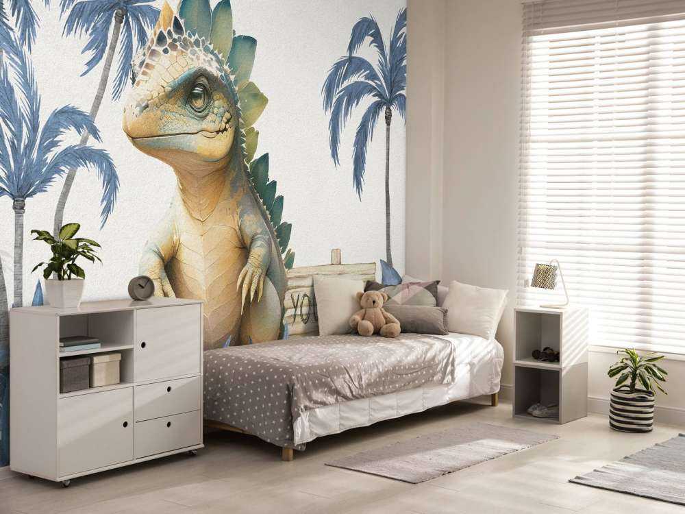 Bébé stégosaure dans la jungle bleue