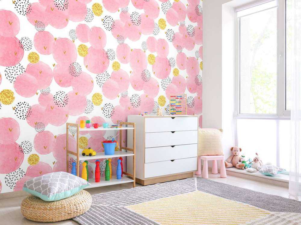 Cercles roses et dorés