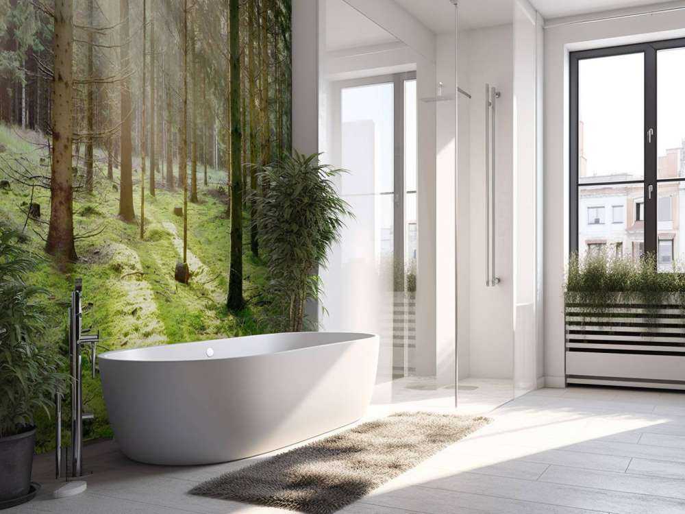 Forêt de conifères avec mousse