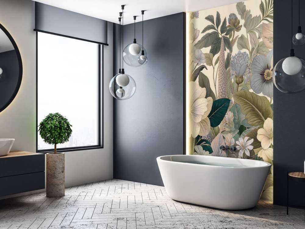 Fleurs botaniques dans des tons bleu doux