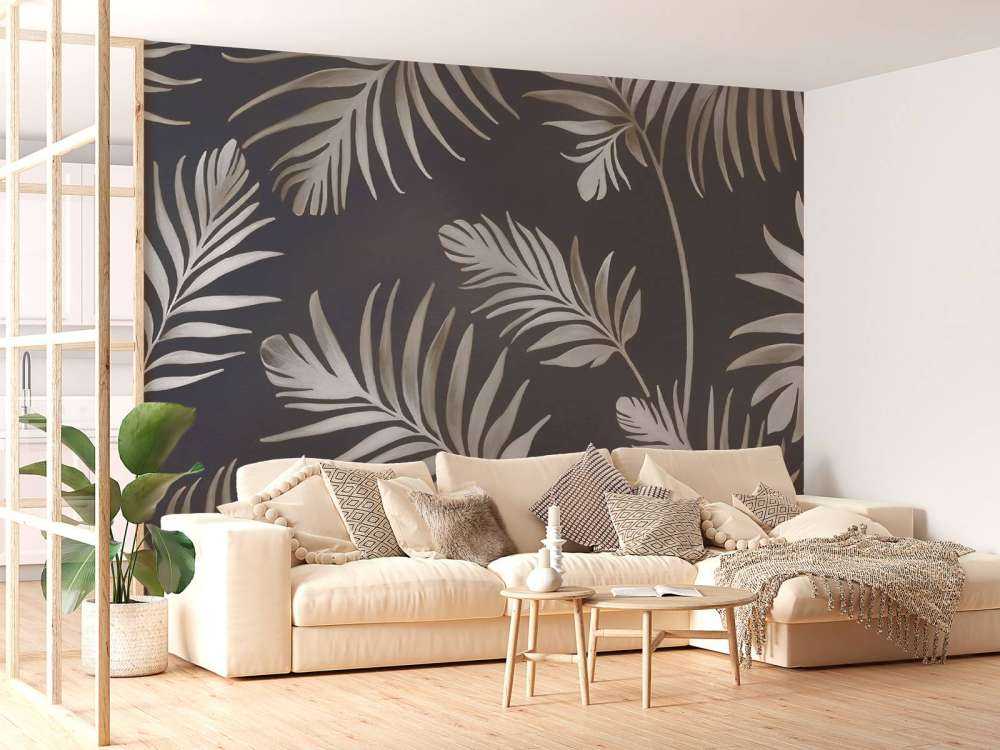 Feuilles dorées sur un violet très foncé