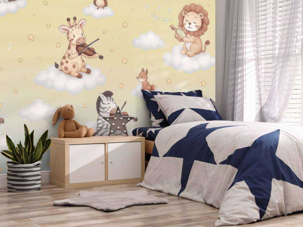 Concert d'oiseaux dans les nuages - jaune