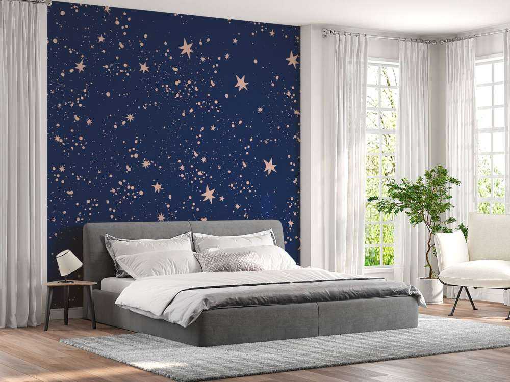 Pluie d'étoiles roses dans un bleu nuit