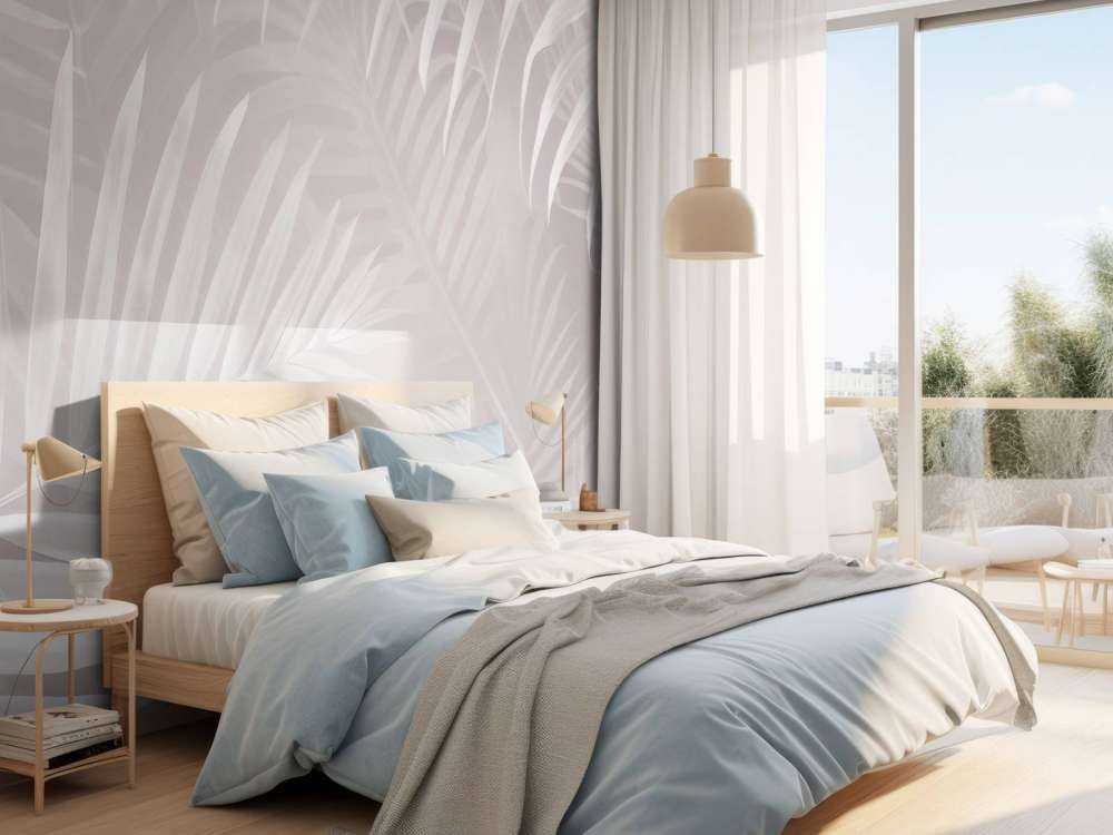 Feuilles de palmier brumeuses - rose