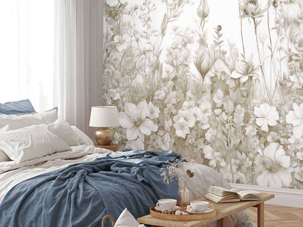 Fleurs de mon âme sans couture - beige