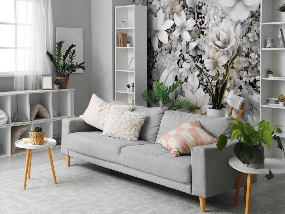 Festival de fleurs sans couture - gris