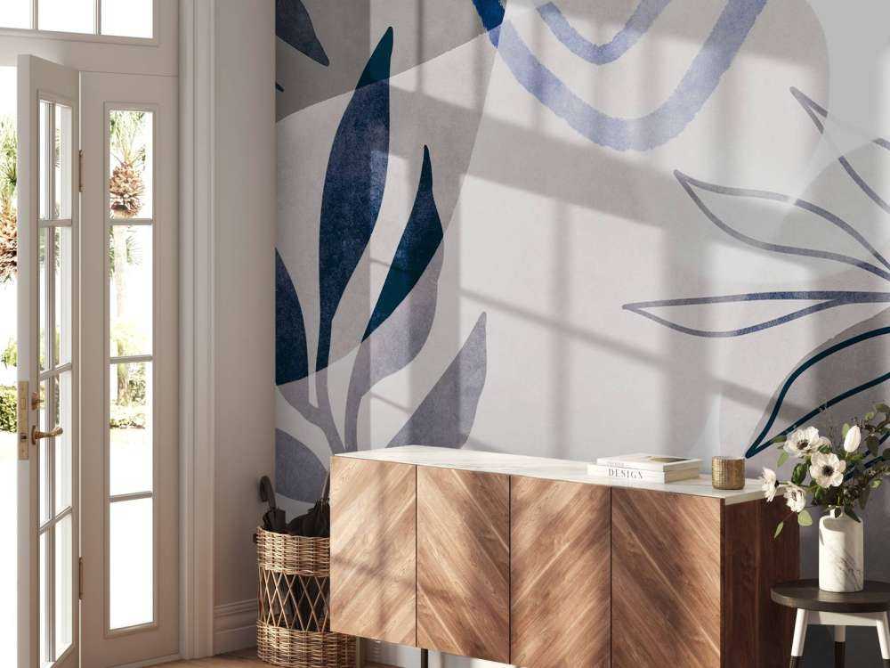 Nuances botaniques abstraites bleu beige