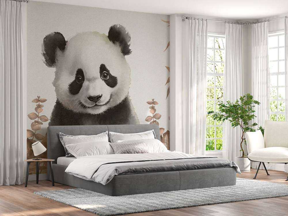 Bébé panda dans la jungle taupe