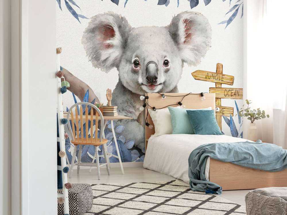 Bébé koala dans la jungle bleu