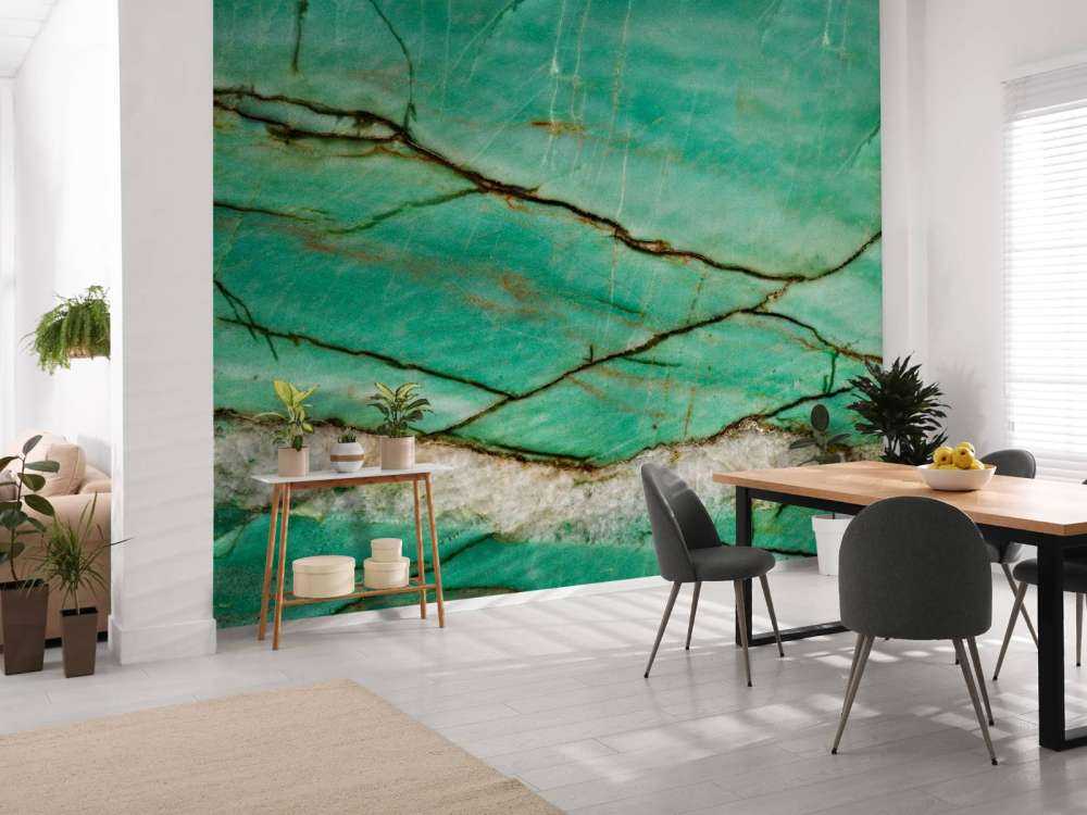 Gros plan sur une bille verte