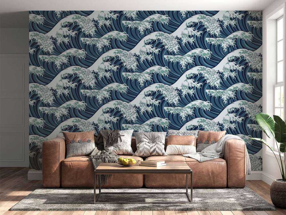 Vagues bleues et sauvages