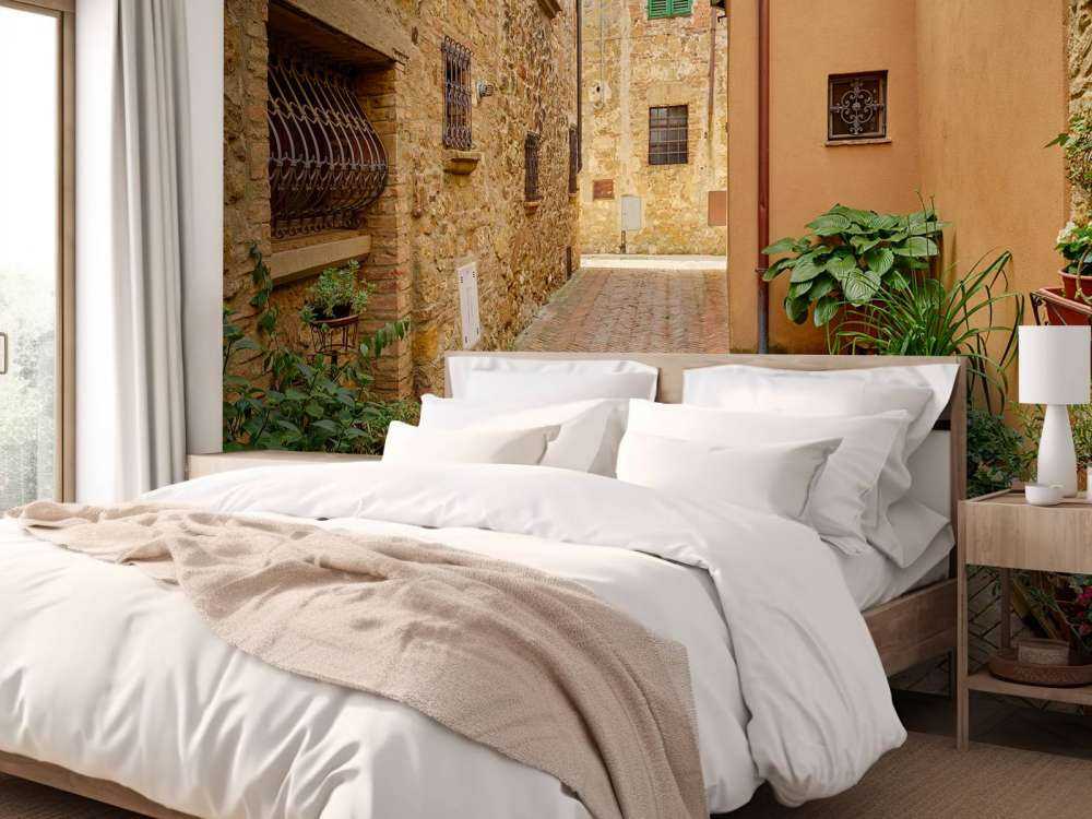 Rue avec des plantes et des fleurs