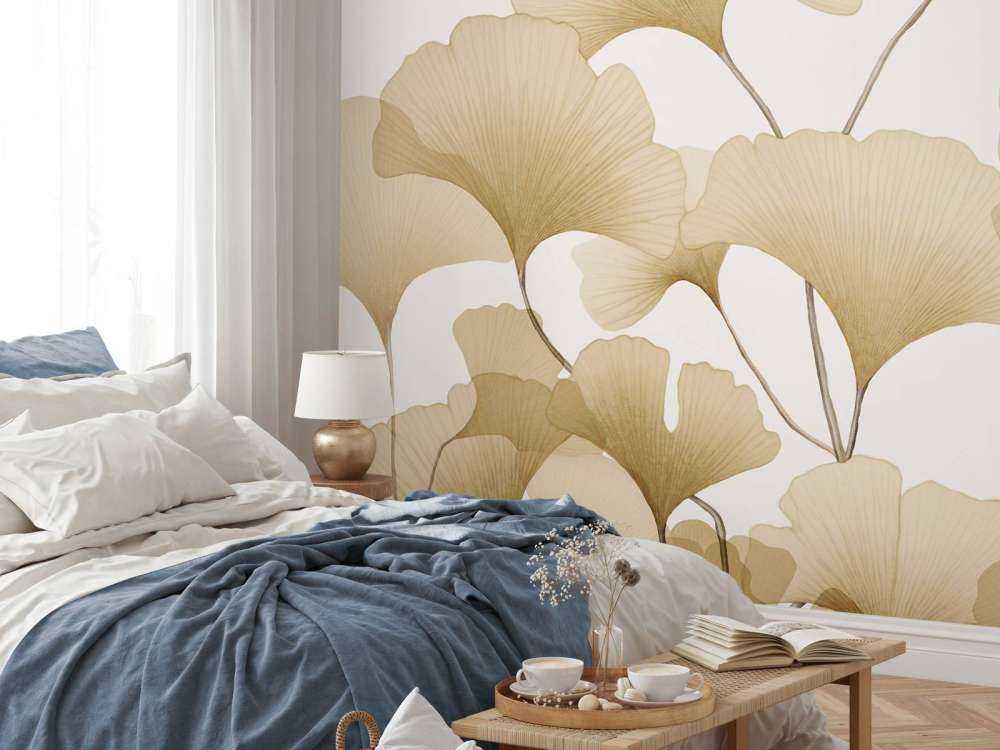 Tranquil gingko dreams soft beige