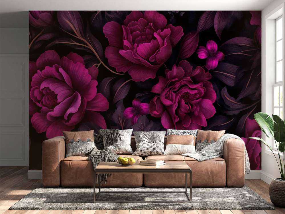 Fleurs en velours sombres et mélancoliques, rose fuchsia
