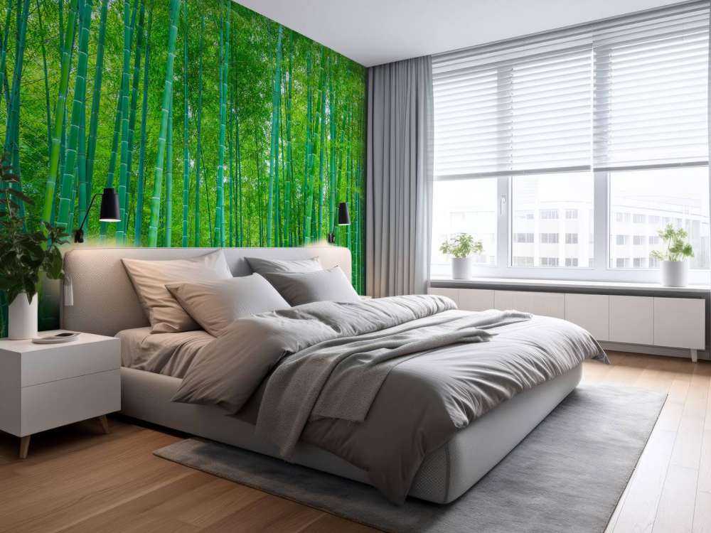 Une forêt verte de bambous