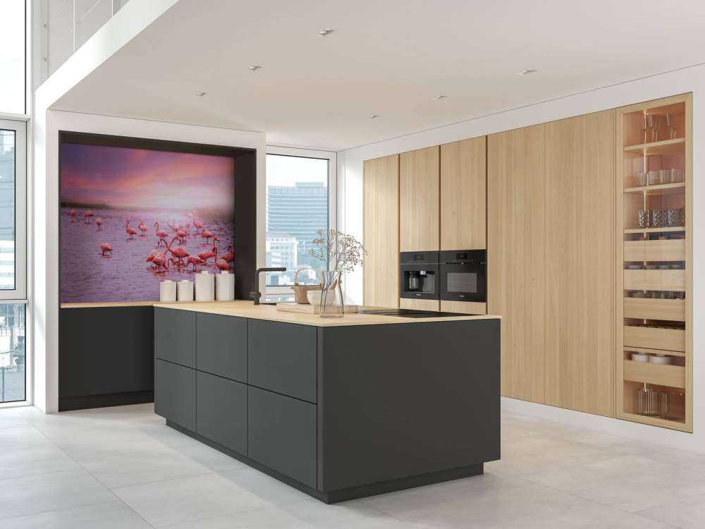 Flamants et le coucher de soleil