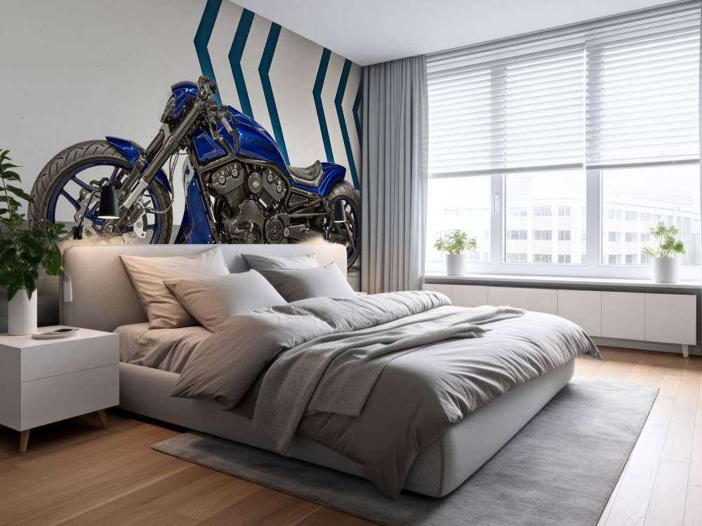 Une moto bleue